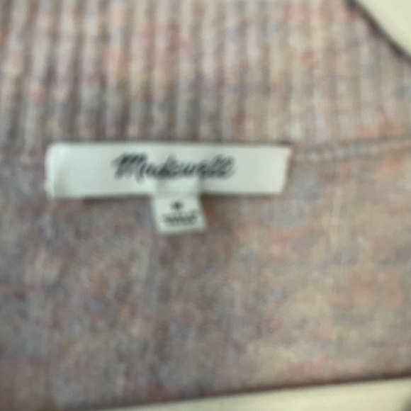 Madewell Striped Bowden Henley Alpaca Wool Sweater in Coziest Yarn Pink M - Picture 5 of 7